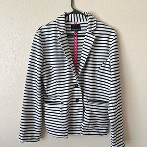 Cynthia Rowley Two Front Button Stripe Stretchy Soft  Blazer
